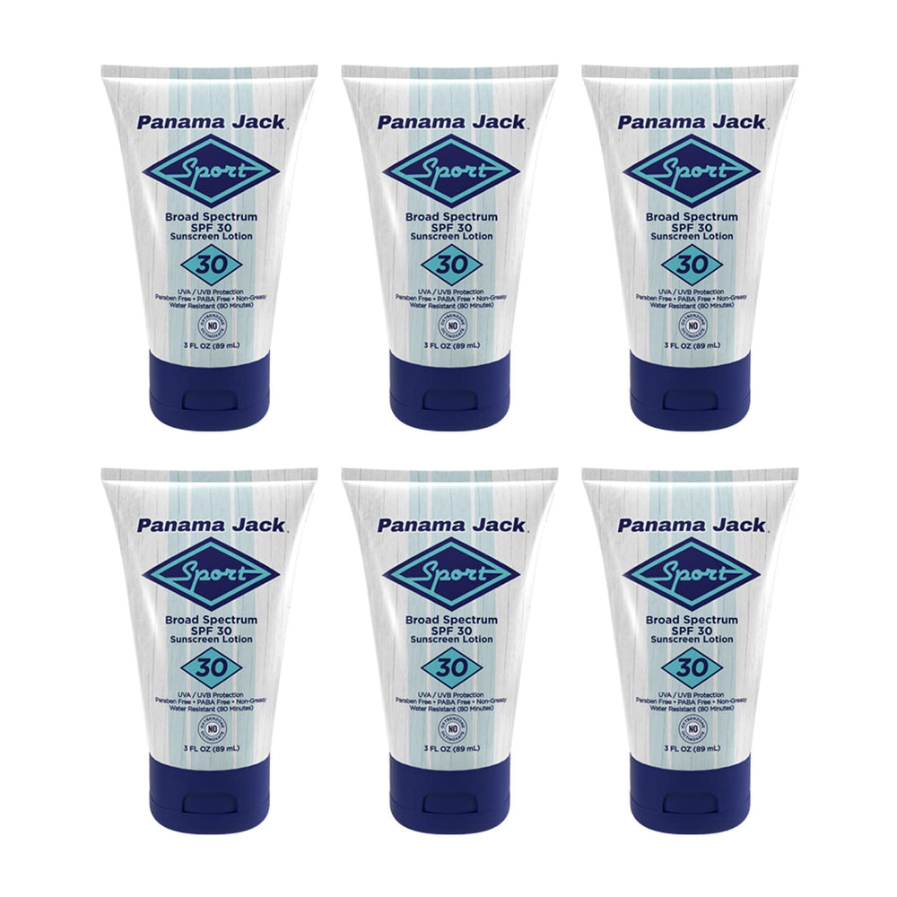 Panama Jack Sport sunscreen lotion bottle with SPF 30 for outdoor protection.