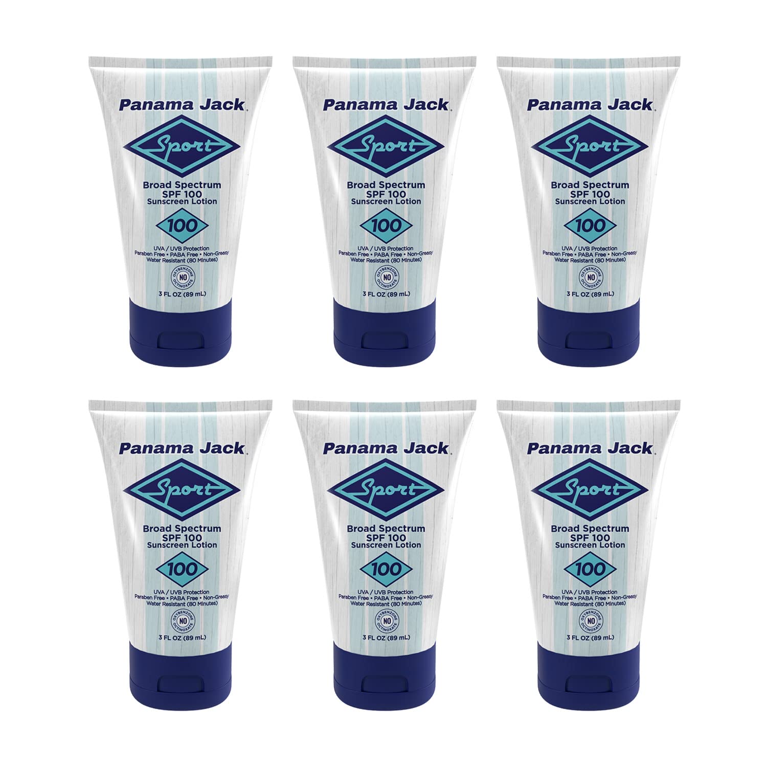 Panama Jack SPF100 highlights cruelty-free and gluten-free attributes.