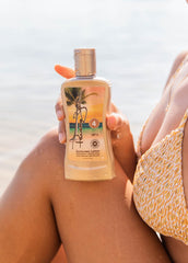 Panama Jack Sunscreen Tanning Lotion texture shows moisturizing oils.