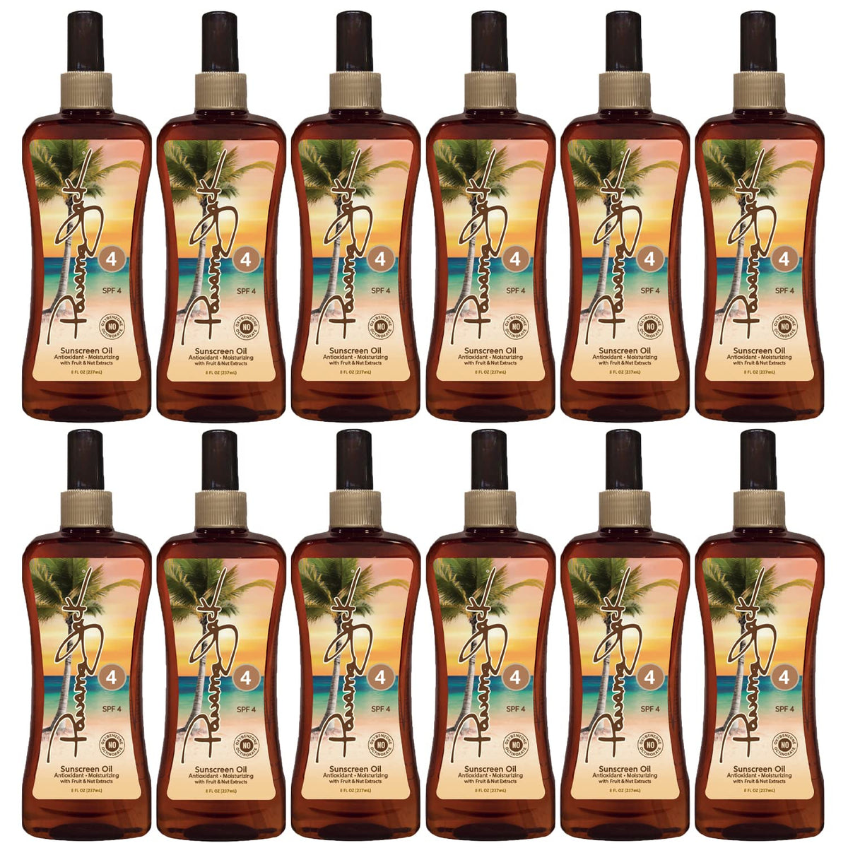 Panama Jack Sunscreen Tanning Oil bottle with pump for easy application.