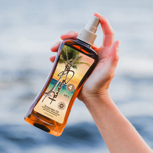 Panama Jack Sunscreen Tanning Oil pump nozzle at any angle for flexible use.