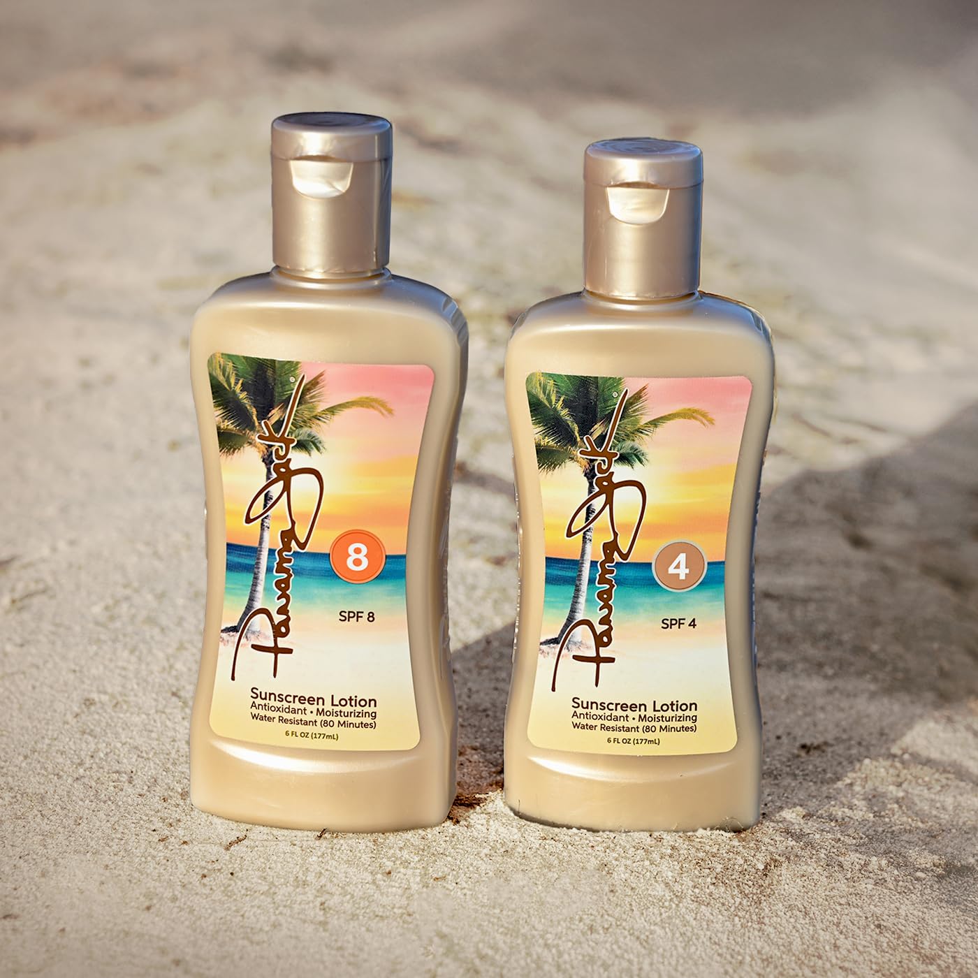 Panama Jack Sunseeker SPF 4 bottle shows travel-sized tanning lotion with light hydration