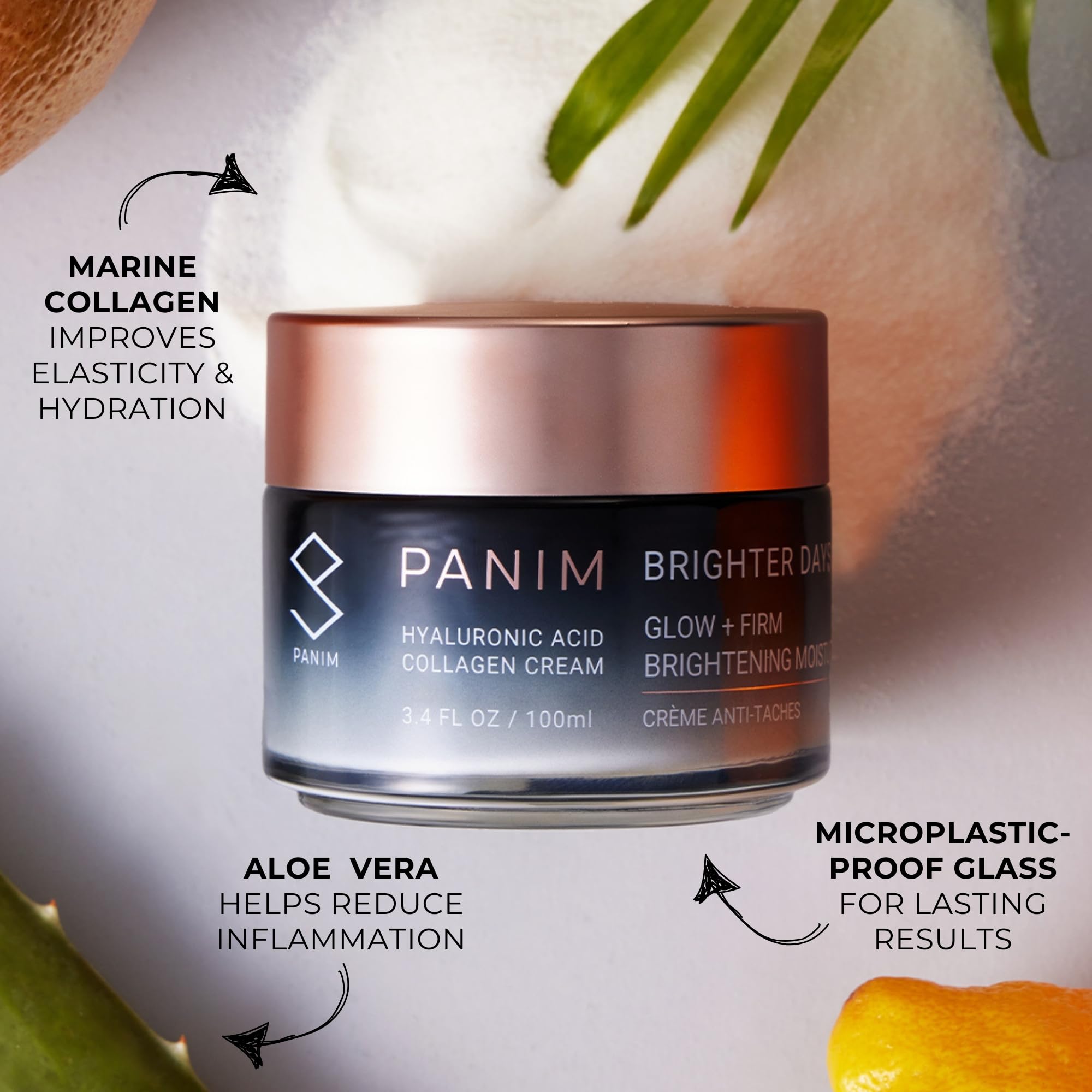 Panim Marine Collagen Cream texture close-up shows fast-absorbing formula.