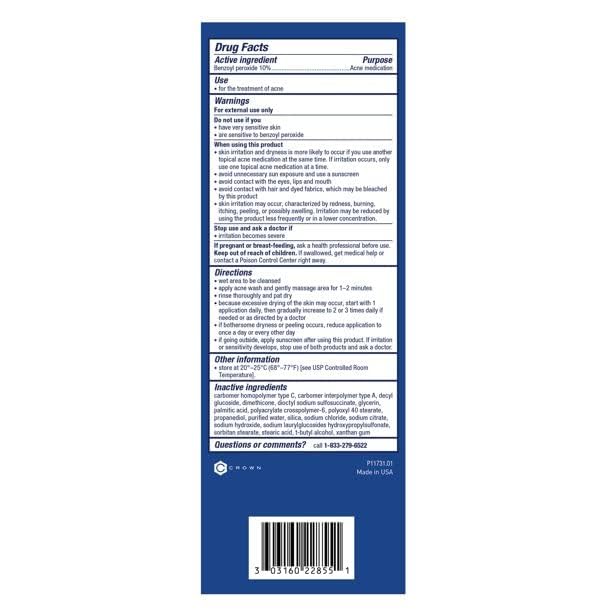 PanOxyl foaming acne wash back label explains simple usage steps
