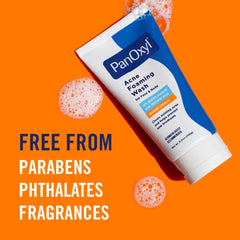 Bathroom counter with PanOxyl Foaming Acne Wash ready for routine.
