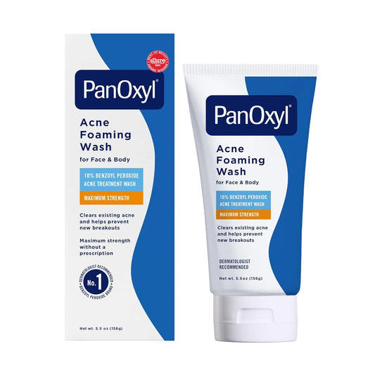 PanOxyl Foaming Acne Wash bottle front view inviting a gentle daily cleansing ritual.
