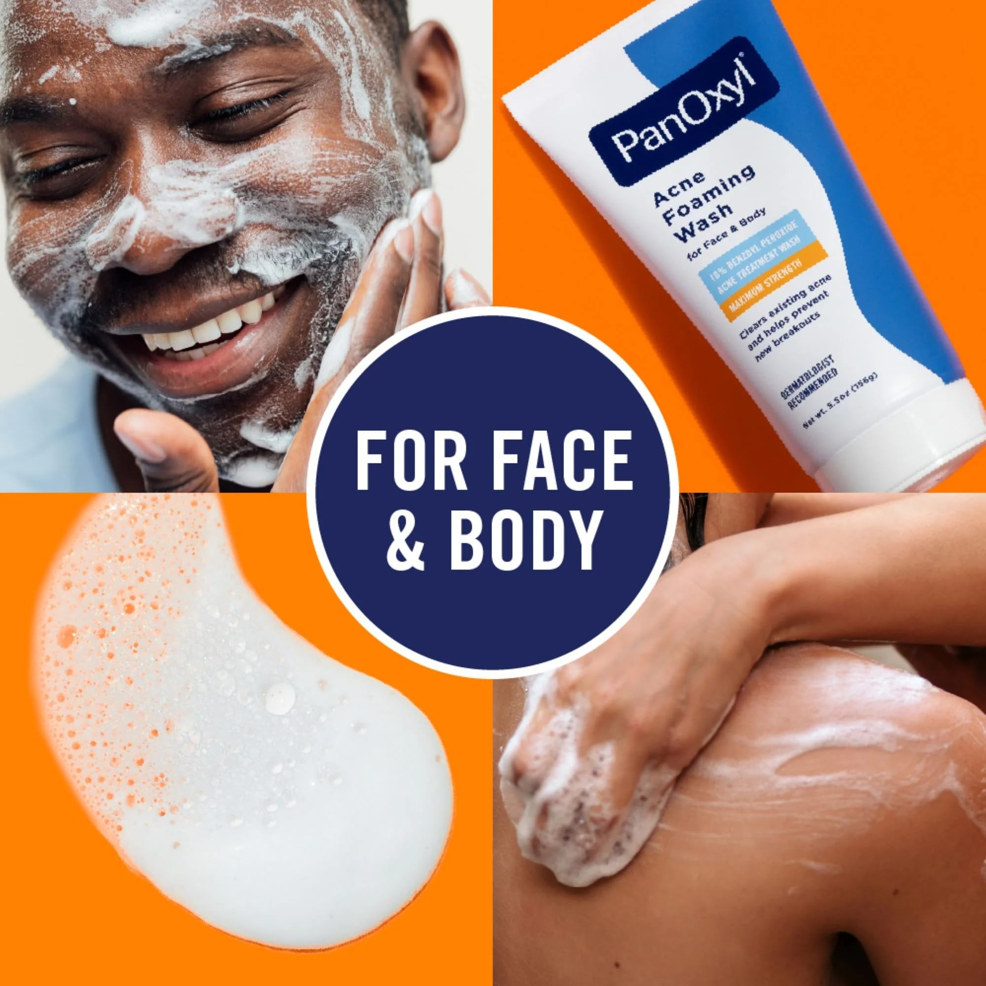 Six-pack display of PanOxyl Foaming Acne Wash for easy routine rotation.