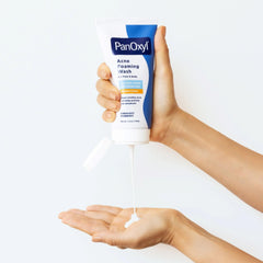 PanOxyl Foaming Acne Wash texture close-up showing mild formula.