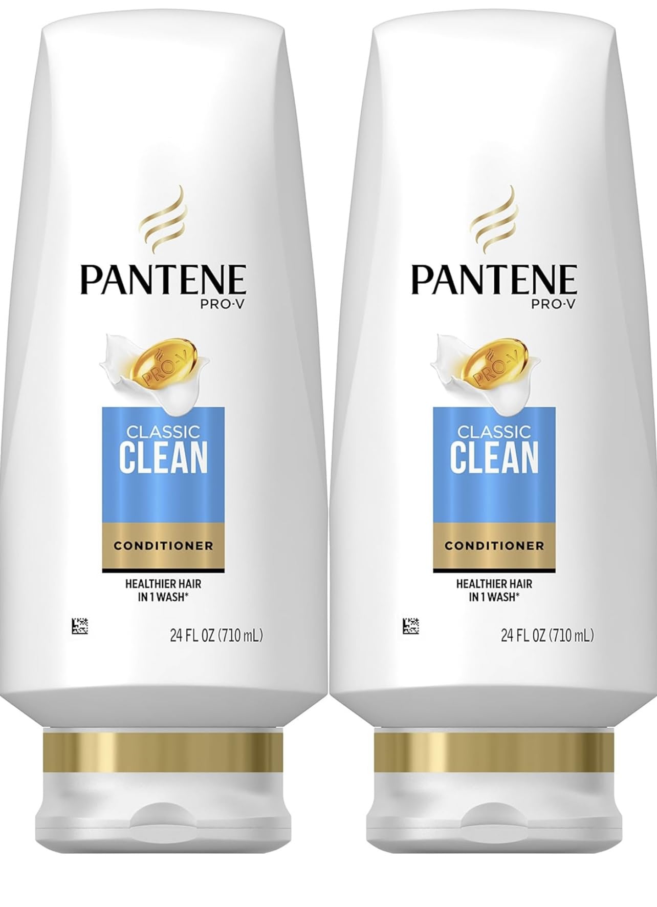 Pantene Classic Clean twin-pack bottles for daily hydration and detangling.