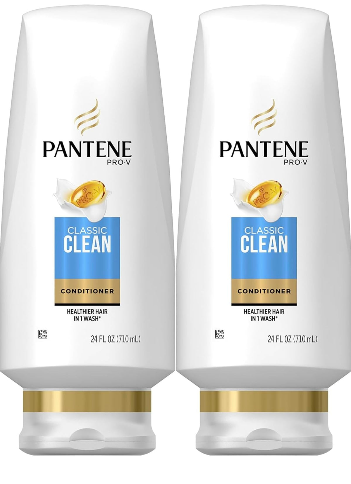 Pantene Classic Clean twin-pack bottles for daily hydration and detangling.