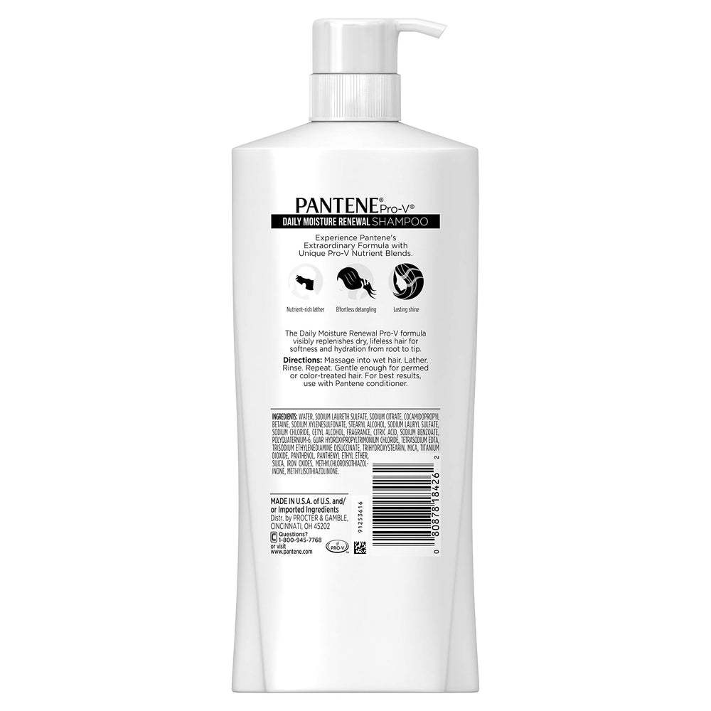 Pantene Daily Moisture Shampoo rich lather on wet hair for cleansing