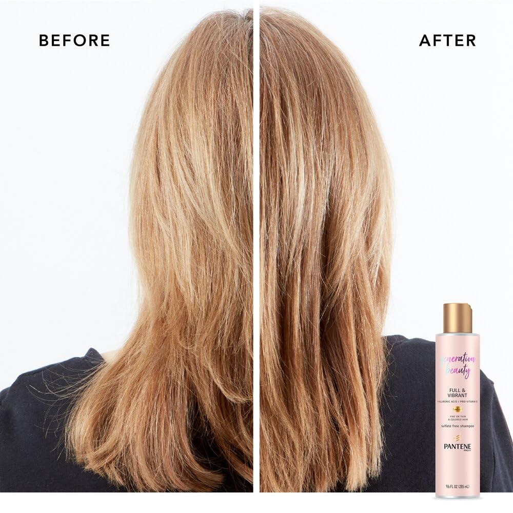 Pantene color safe sulfate free label close-up indicating gentle cleansing for color treated hair