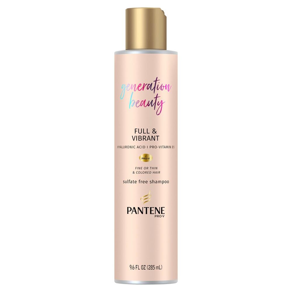 Pantene Generation Beauty Full and Vibrant shampoo bottle showing volume boost for fine hair