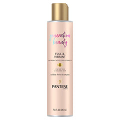 Pantene Generation Beauty Full and Vibrant shampoo bottle showing volume boost for fine hair