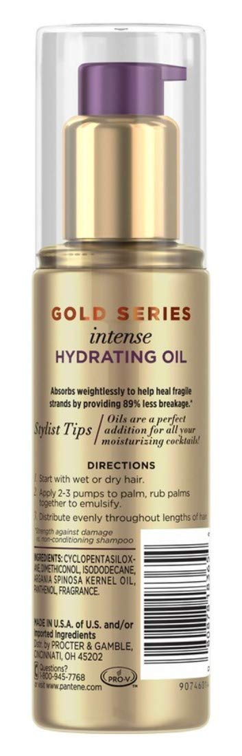 Pantene Gold Series Hydrating Oil Treatment application dropper delivers targeted shine.