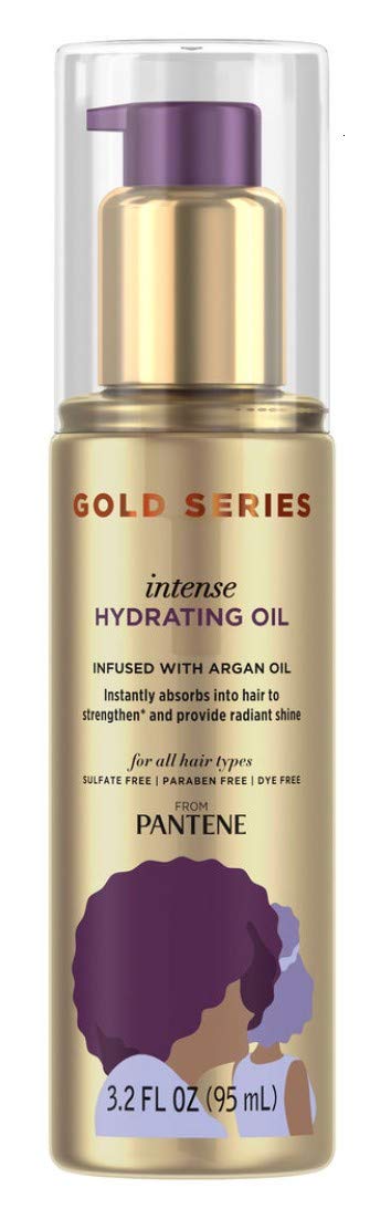 Pantene Gold Series Hydrating Oil Treatment bottle nourishes and smooths dry, color-treated hair.