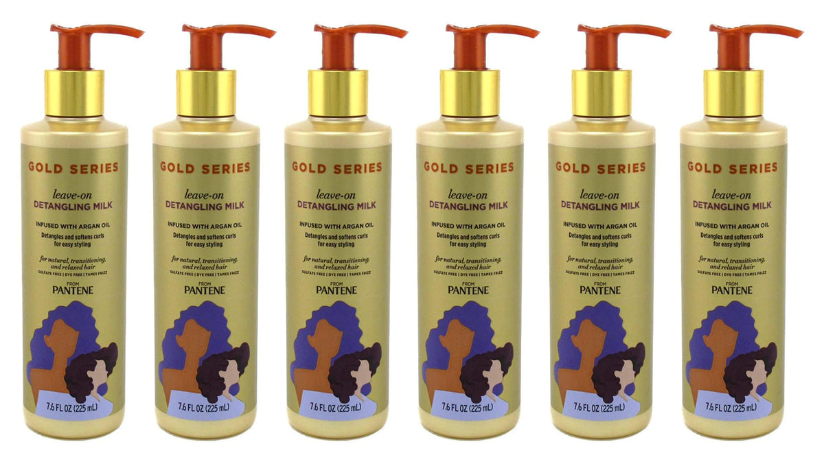 Pantene Gold Series Leave-In Detangling Milk bottle for smoother detangling and frizz control.