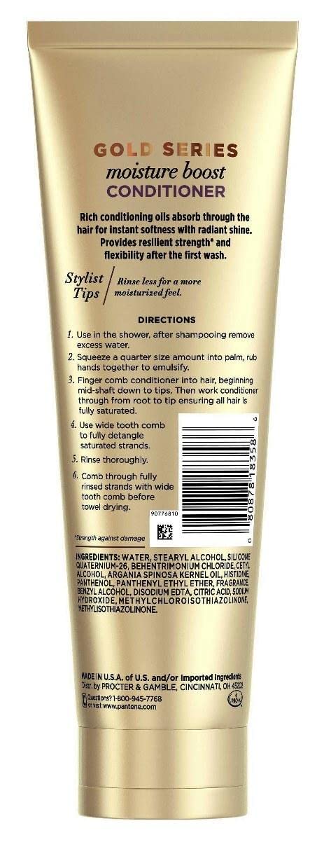Pantene Gold Series Moist Boost Conditioner during application helps detangle hair.