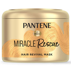 Pantene Miracle Rescue hair mask jar for deep conditioning and shine.