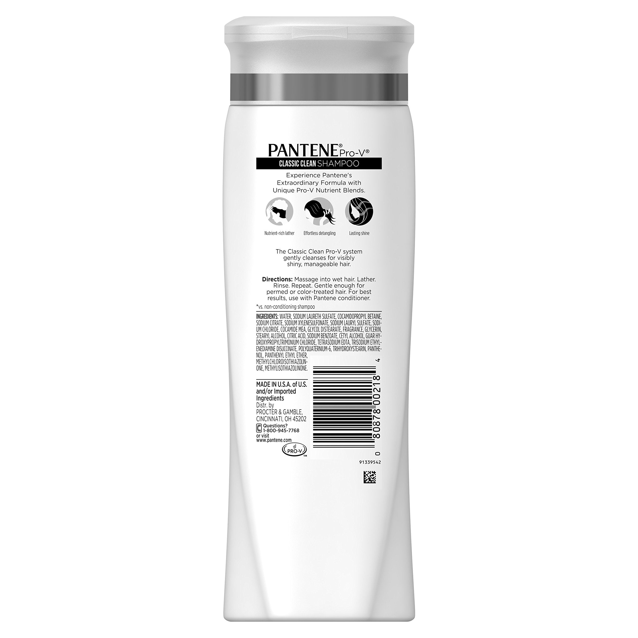 Pantene Pro-V Classic Clean shampoo lather close-up showing cleansing action.