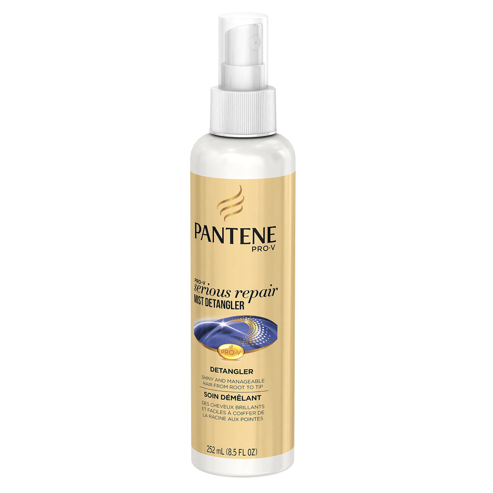 Hair appears smooth and shiny after using Pantene Detangler.