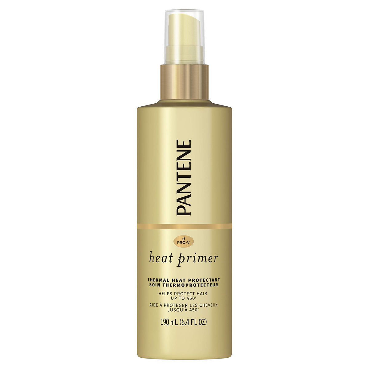 Pantene Pro-V Nutrient Boost Thermal Protection Spray bottle shielding hair from heat.