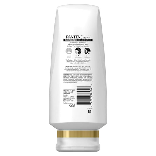 Close-up of Pantene Pro-V Radiant Color Shine conditioner dispensing pump for even application.