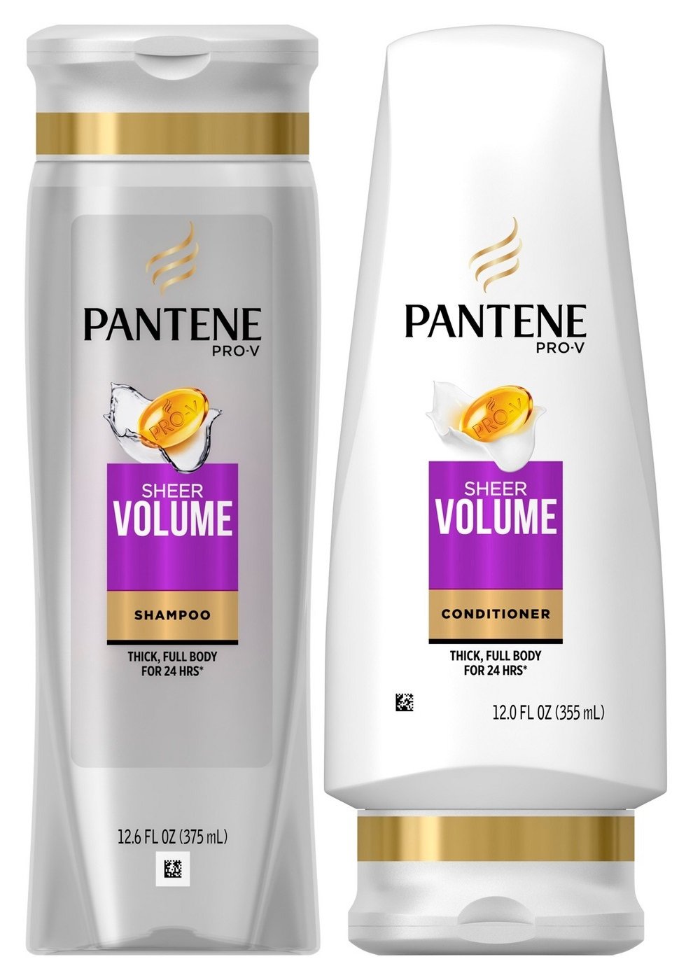 Pantene Pro-V Sheer Volume duo set shampoo and conditioner for lightweight lift and easy styling.