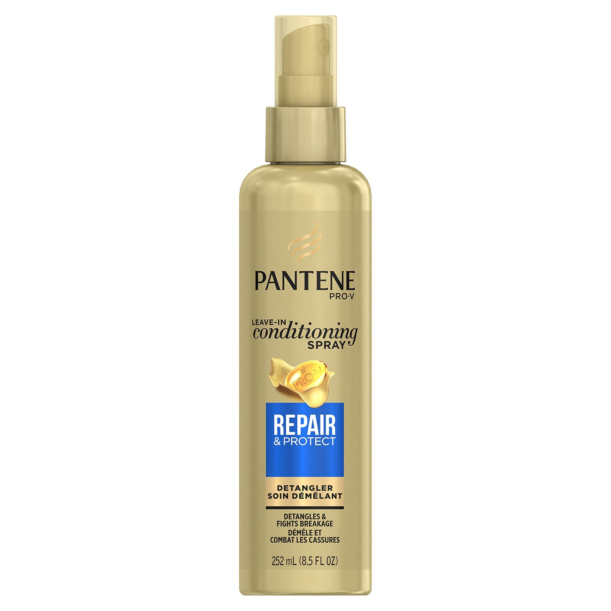 Pantene Pro-V Silkening Detangler bottle eases detangling for medium-thick hair.