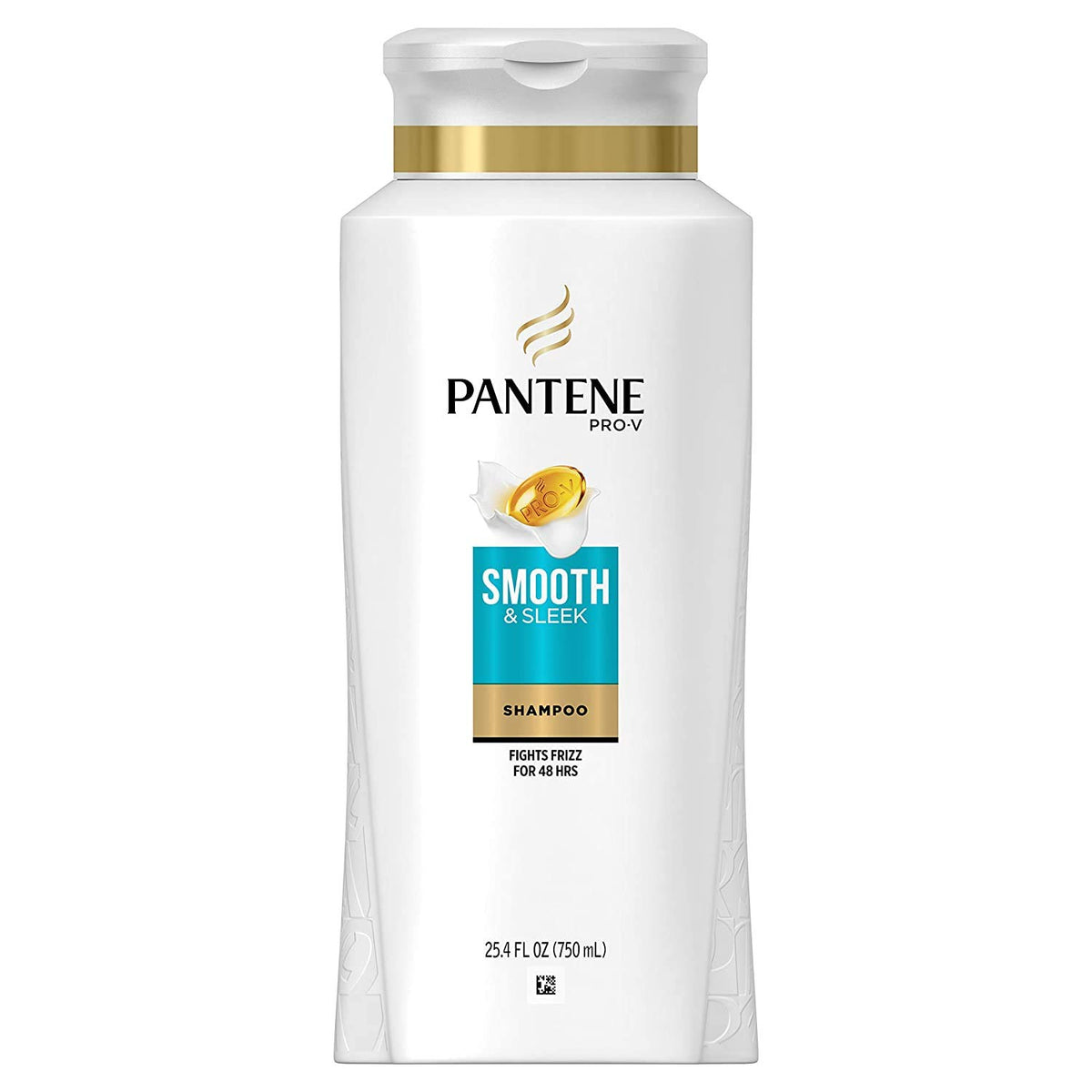 Pantene Pro-V Smooth & Sleek shampoo bottle with argan oil for frizz control.