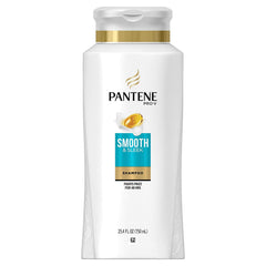 Pantene Pro-V Smooth & Sleek shampoo bottle with argan oil for frizz control.
