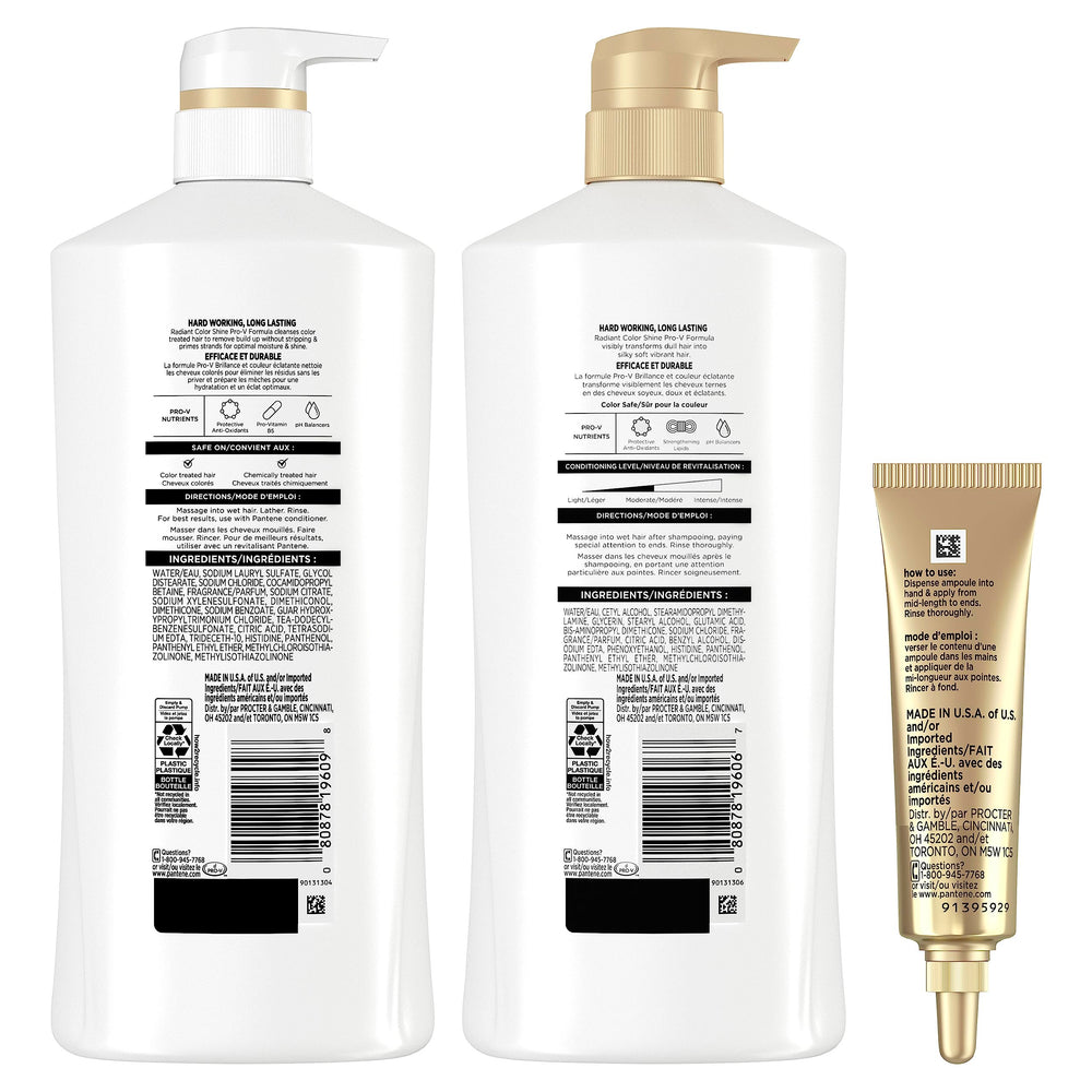 Pantene Radiant Color Shine packaging displaying the full color-safe set