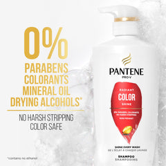 Pantene Radiant Color Shine Shampoo bottle with creamy berry scent for a pleasant wash