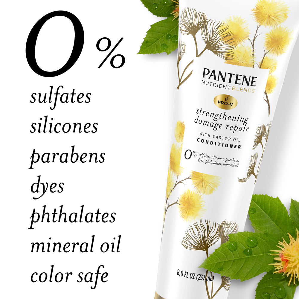 Pantene shower routine scene with conditioner lather implying frizz control and shine.
