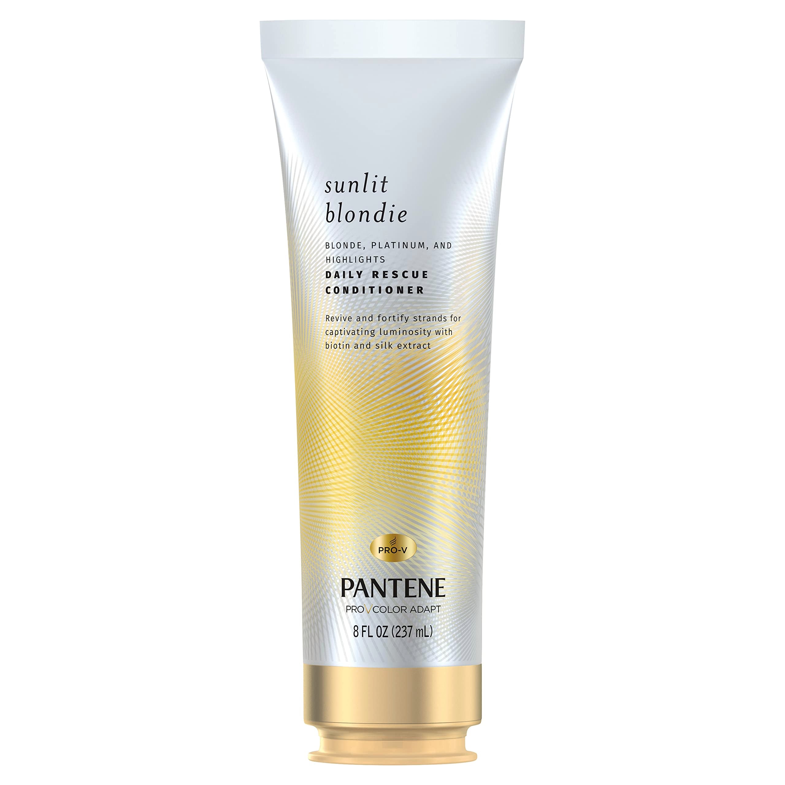 Pantene Sunlit Blondie Daily Rescue Conditioner bottle delivering shine and nourishment for color-treated blonde hair
