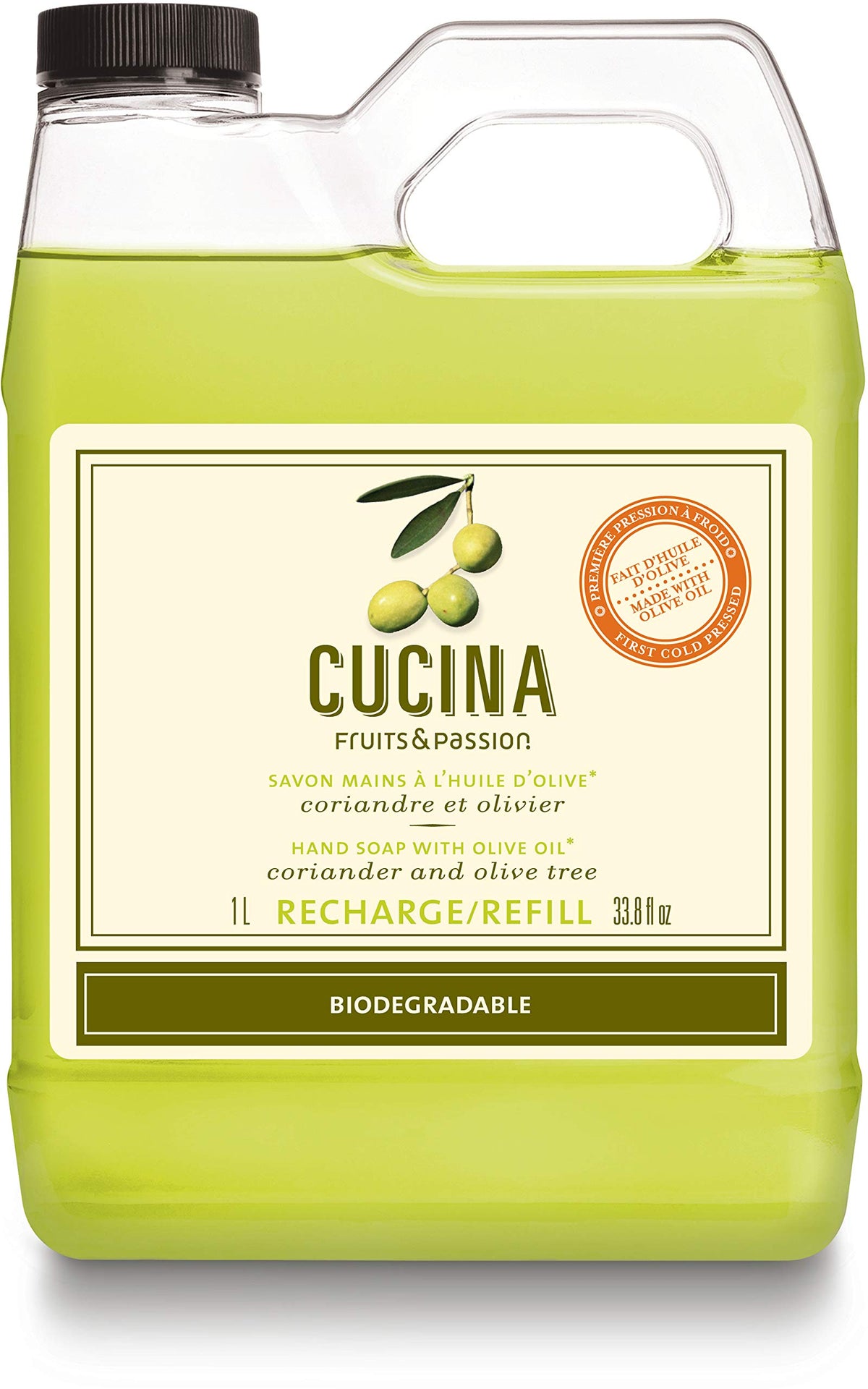 PANZERR Cucina coriander and olive tree refill bottle for everyday kitchen hand washing