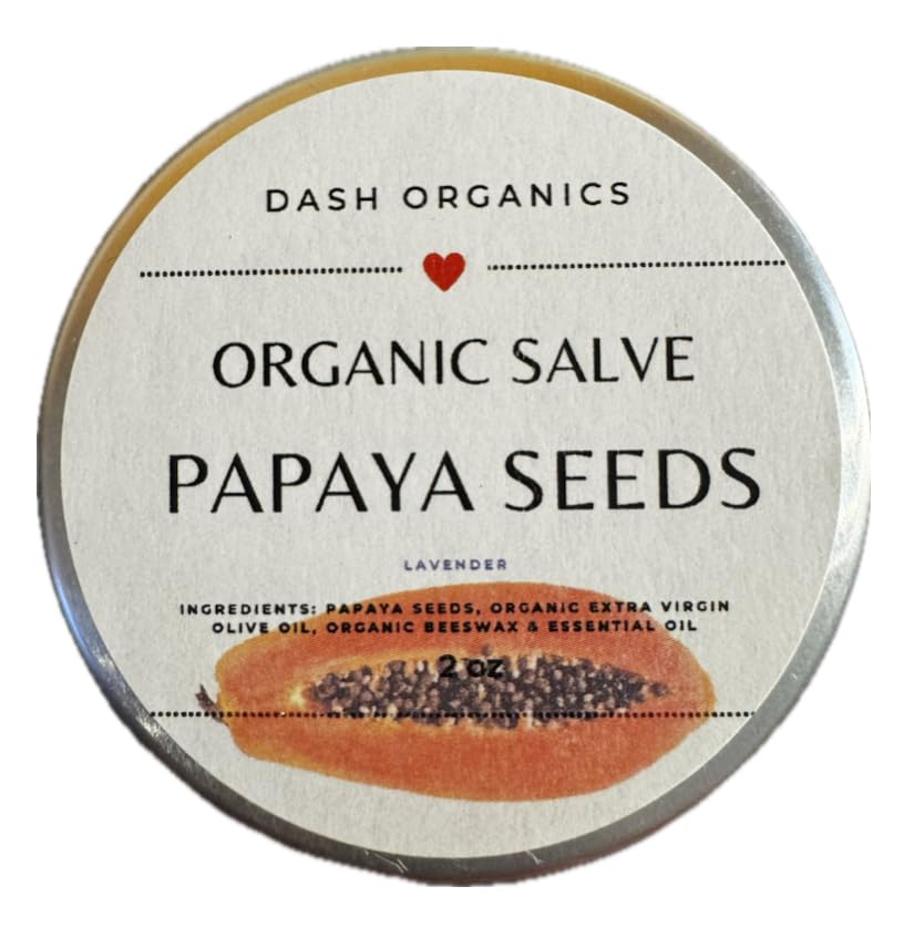 Papaya Seeds Organic Herbal Salve bottle with lavender scent for skin nourishment