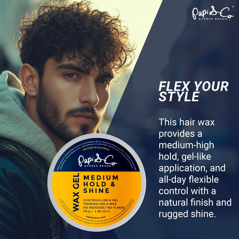 PAPI & CO Wax Hair Gel being applied with fingers for flexible control.