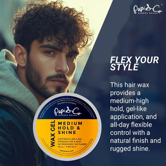 PAPI & CO Wax Hair Gel being applied with fingers for flexible control.