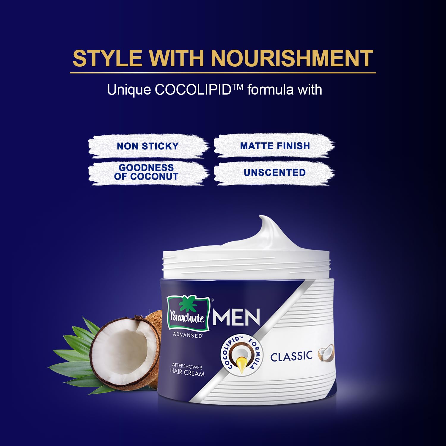 Parachute Advansed Hair Cream non sticky formula helps keep hair tidy throughout the day.