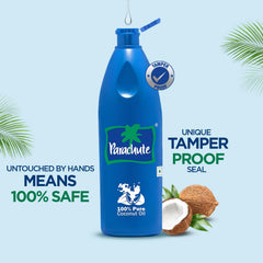 Parachute coconut oil label detail highlighting purity and origin