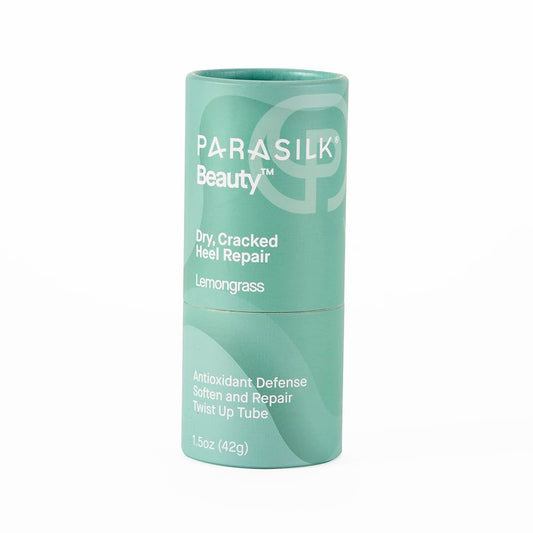 Parasilk Beauty Lemongrass Heel Repair Stick twist-up design for easy application and deep hydration.