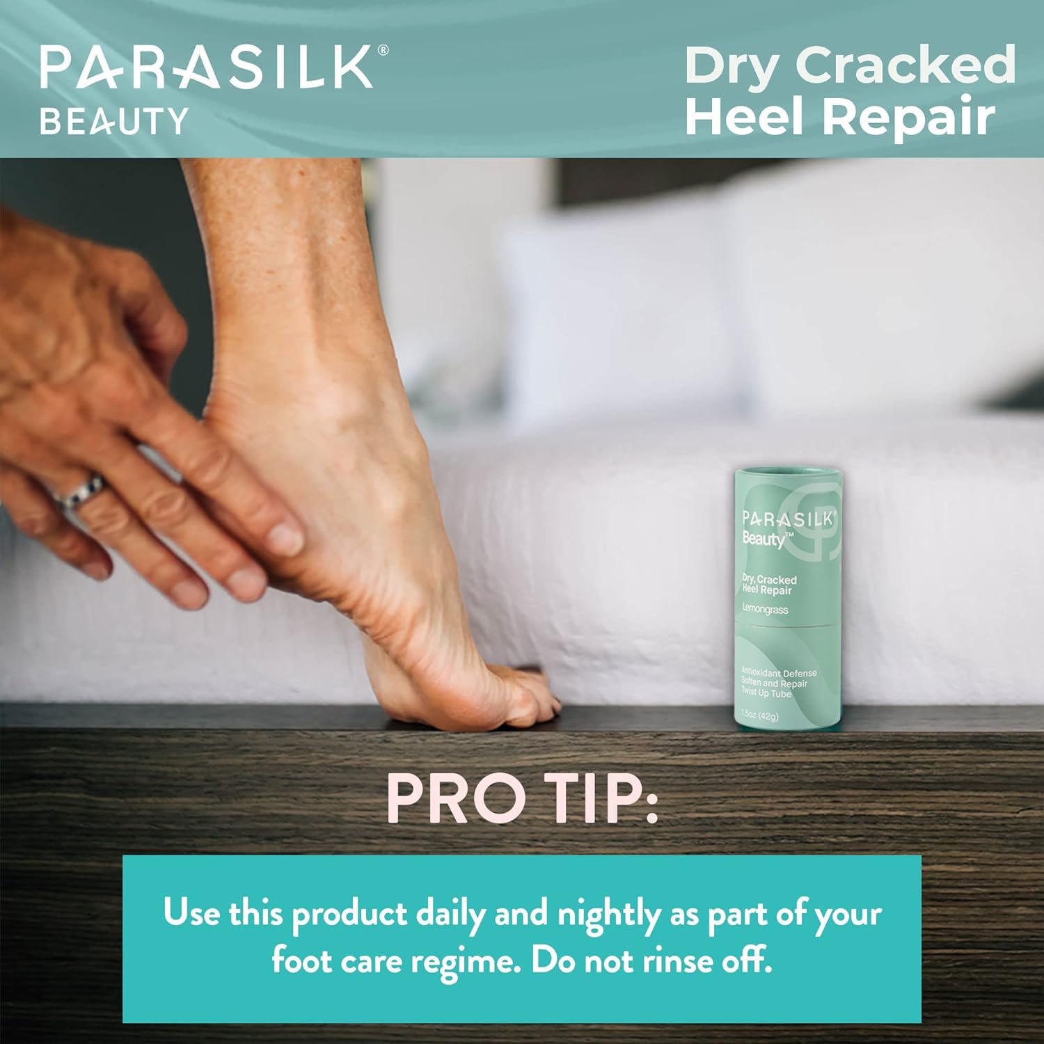 Parasilk Sandal-ready Feet image shows soft skin after use.
