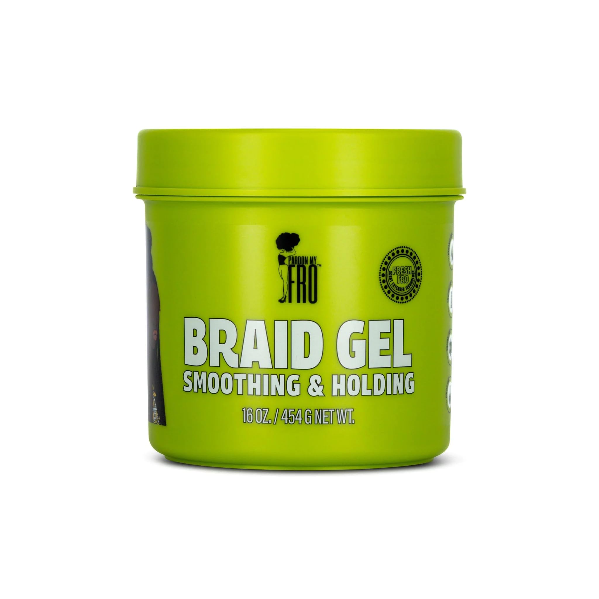 Pardon My Fro braiding gel bottle delivers strong hold for flawless braids.