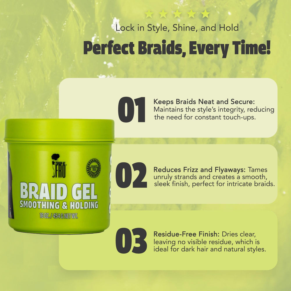 Pardon My Fro edge-taming gel showing sleek edges with minimal residue.