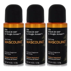 Parfums De Coeur Mascolino body spray bottle for daily wear and confident scent.