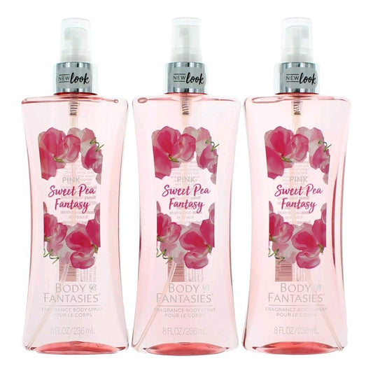 Parfums De Coeur Pink Sweet Pea Fantasy body spray bottle for everyday fresh fragrance.
