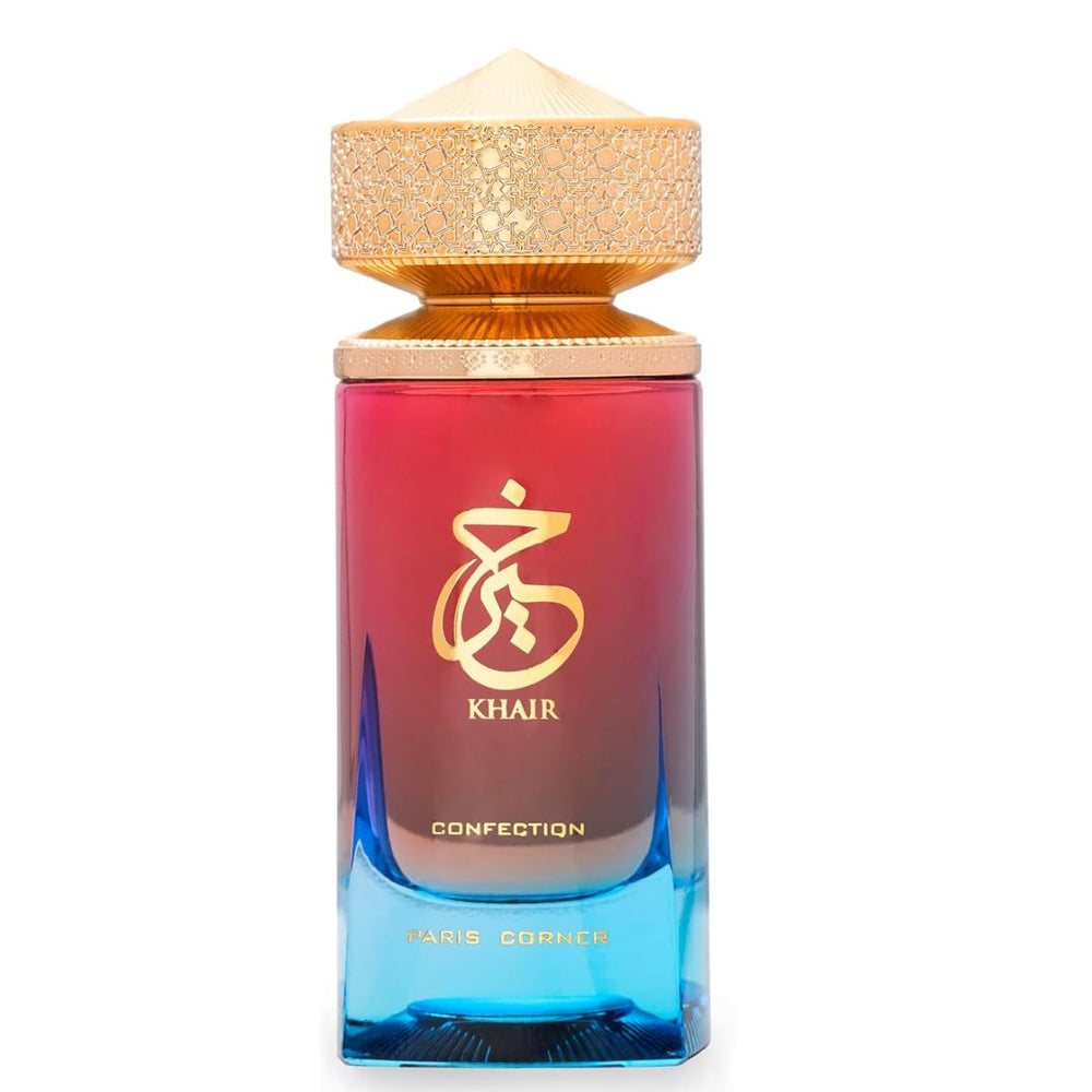 Paris Corner Khair Confection EDP bottle, elegant presentation ideal for gifting.