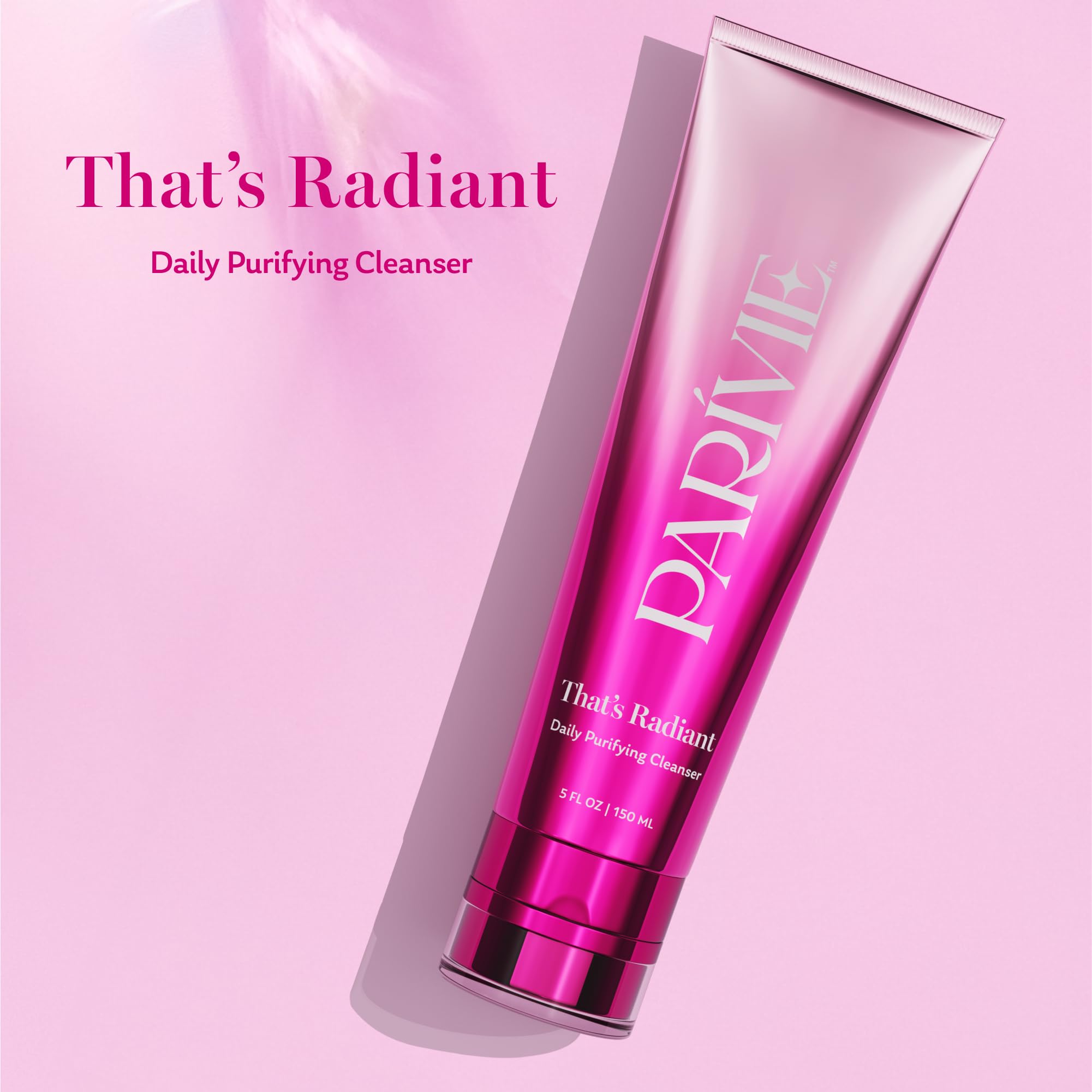 Parívie That’s Radiant Daily Purifying Cleanser pump, gel-to-cream texture