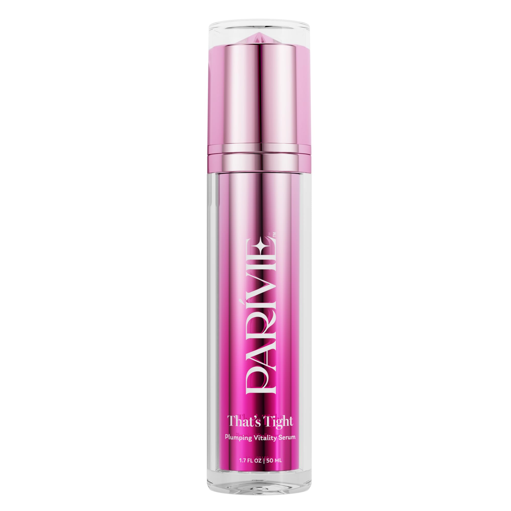 Parívie That’s Tight serum bottle close-up highlighting immediate plumpness